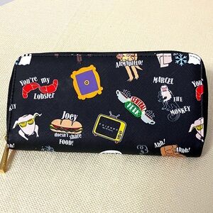 💐2/$25💐 FRIENDS The TV Series Toss Designs Zip Around Wallet Black NWOT